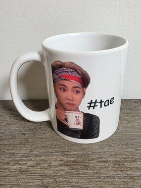 BTS White Ceramic Coffee Mug featuring V Kim Taehyung #Tae Cup of Tae Meme